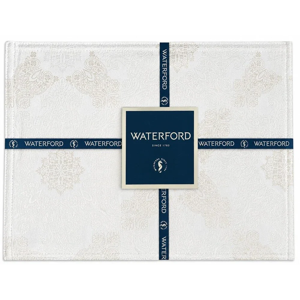 Waterford Placemats Luxury Starling Silver White Gold Holiday 13x19 Set Of 4